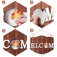 Interchangeable Seasonal Welcome Sign Front Door Decor Rustic Wood Welcome Signs Wreath for Front Porch Holiday Spring Fall Christmas Summer Easter Home Decorations, 12x6in Hanging Porch Decor  |  AerWo